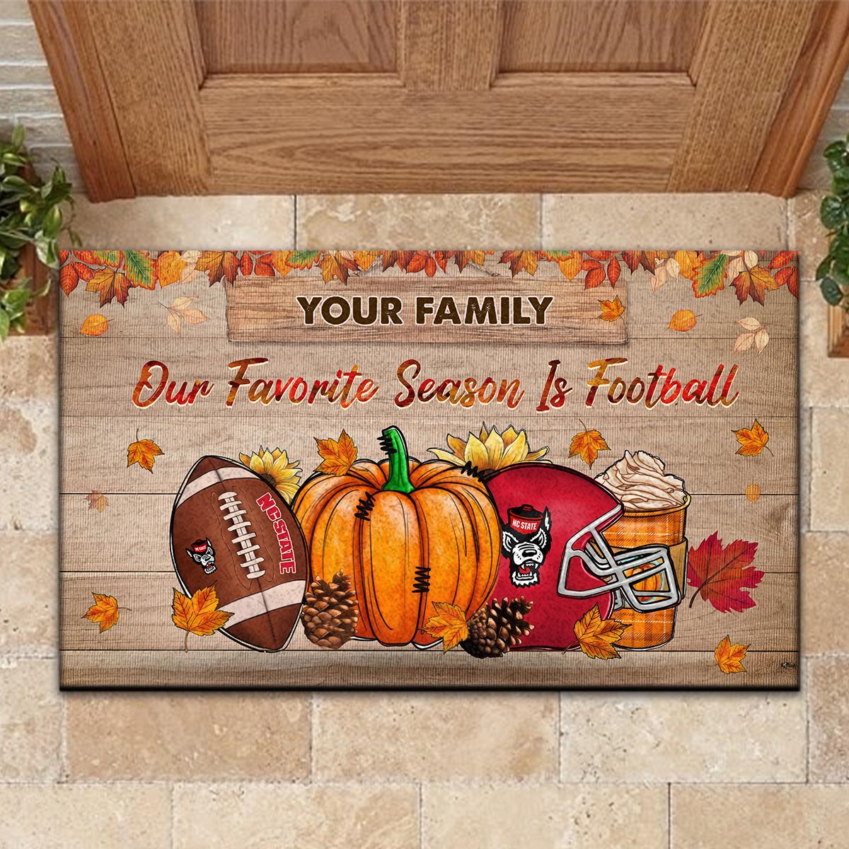 Sportswearmerch NC State Wolfpack NCAA Our Favorite Season is Football Doormat For Fan