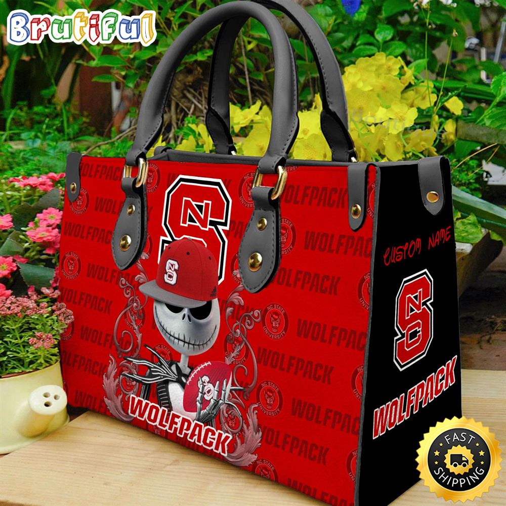 Sportswearmerch NC State Wolfpack NCAA x Jack Skellington Women Leather Bag For Fan