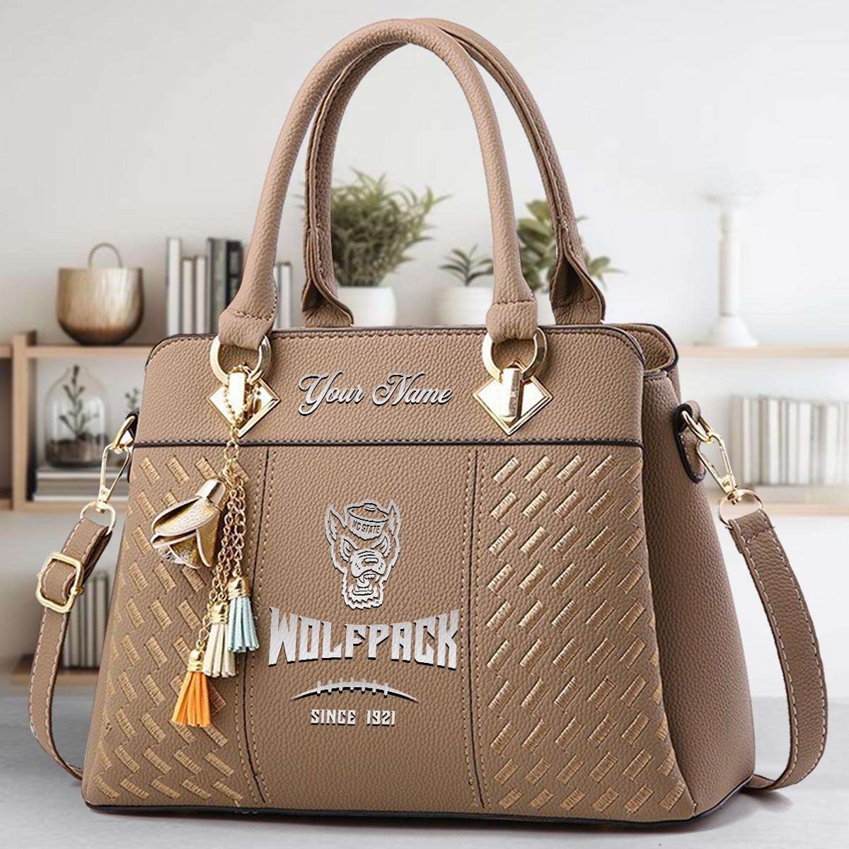 Sportswearmerch NC State Wolfpack NCAA Zip Leather Handbag For Fan