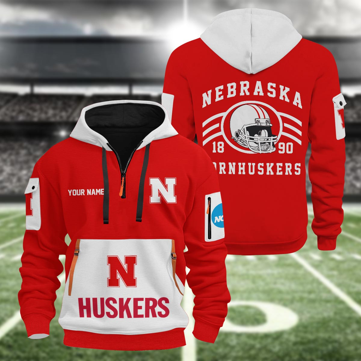 Sportswearmerch Nebraska Cornhusker NCAA Half Zip Hoodie Personalized For Fan