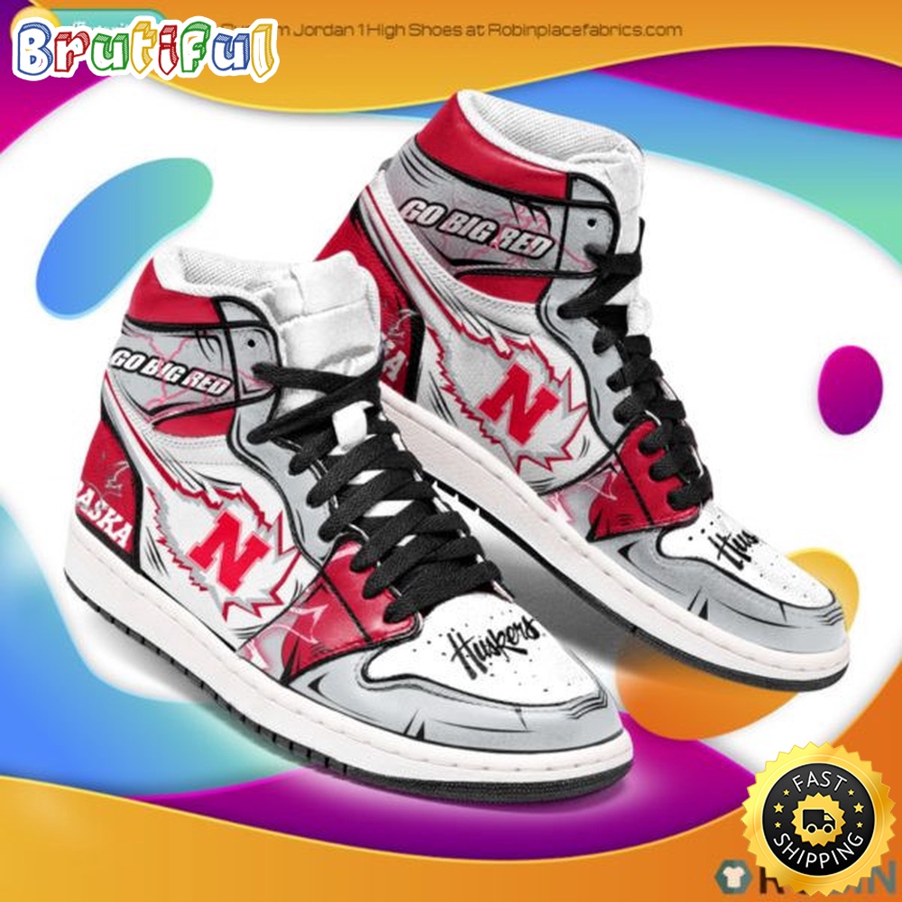 Sportswearmerch Nebraska Cornhuskers NCAA AJ1 High Sneakers Shoes For Men And Women
