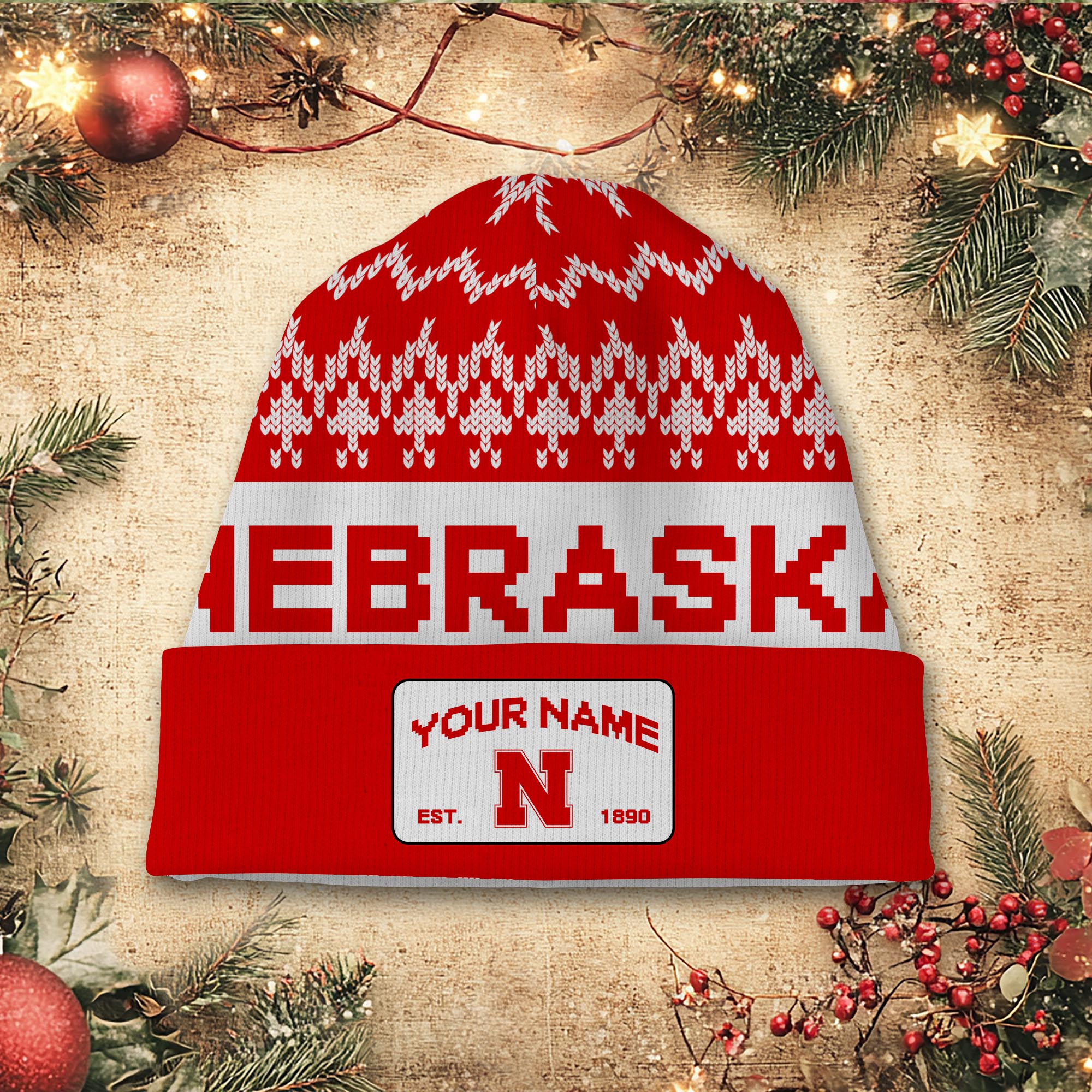 Sportswearmerch Nebraska Cornhuskers NCAA Christmas Beanie Hat For Fan
