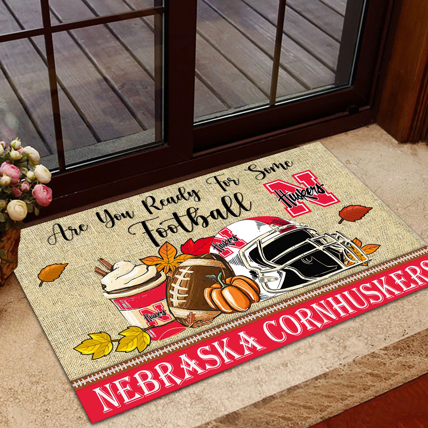 Sportswearmerch Nebraska Cornhuskers NCAA Fall Football Custom Doormat For Fan