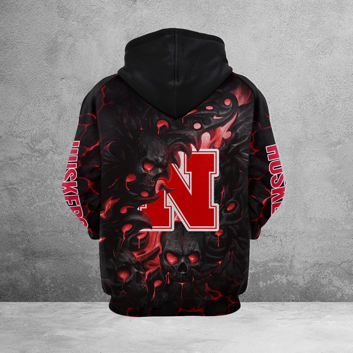 Sportswearmerch Nebraska Cornhuskers NCAA Lava Skull Hoodie For Fan