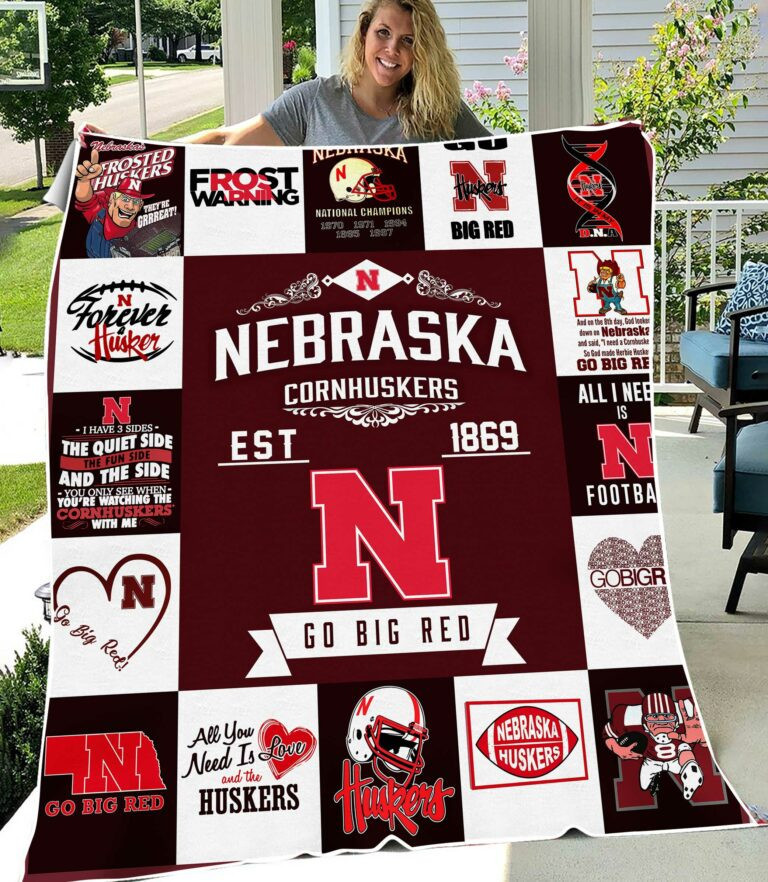 Sportswearmerch Nebraska Cornhuskers NCAA Quilt Blanket For Fan