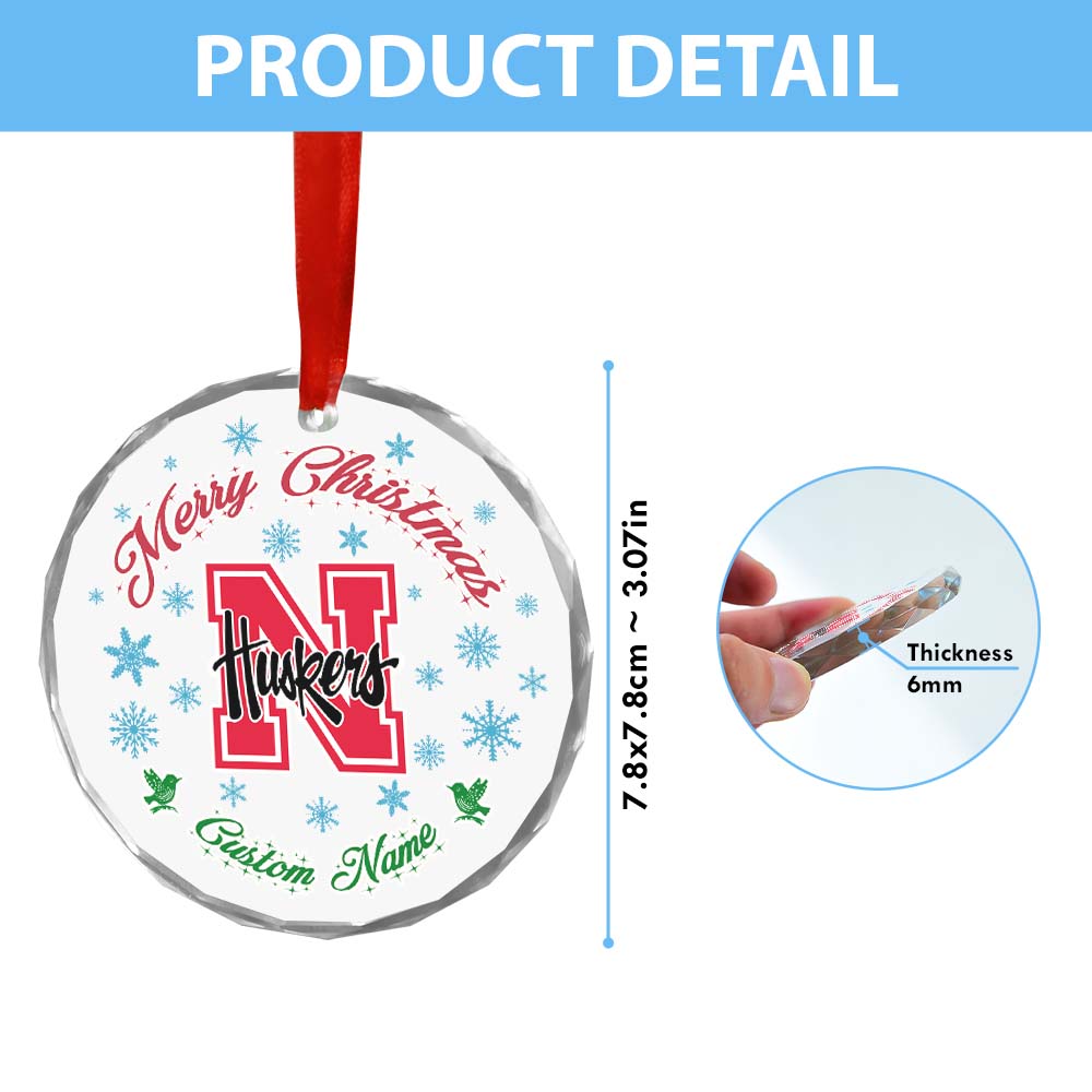 Sportswearmerch Nebraska Cornhuskers NCAA x Christmas Glass Ornament Gift For Fans