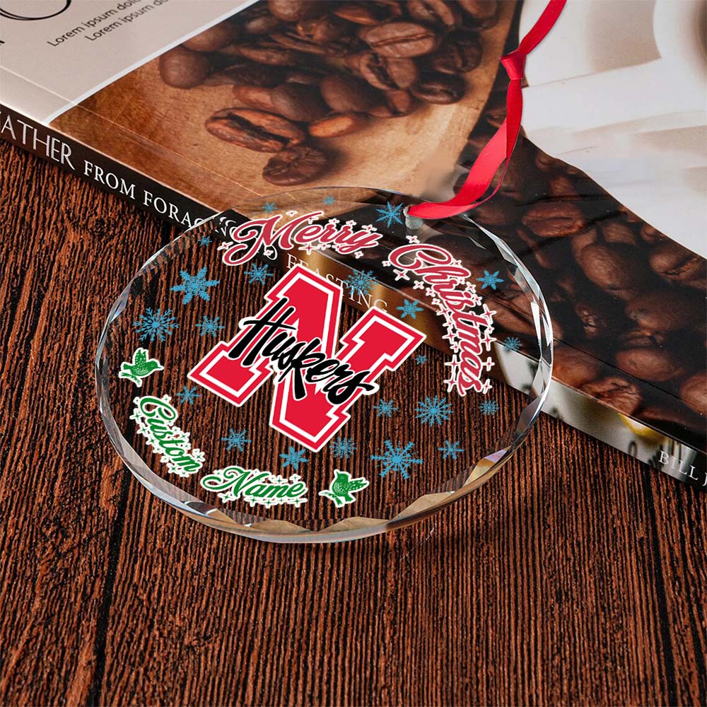 Sportswearmerch Nebraska Cornhuskers NCAA x Christmas Glass Ornament Gift For Fans