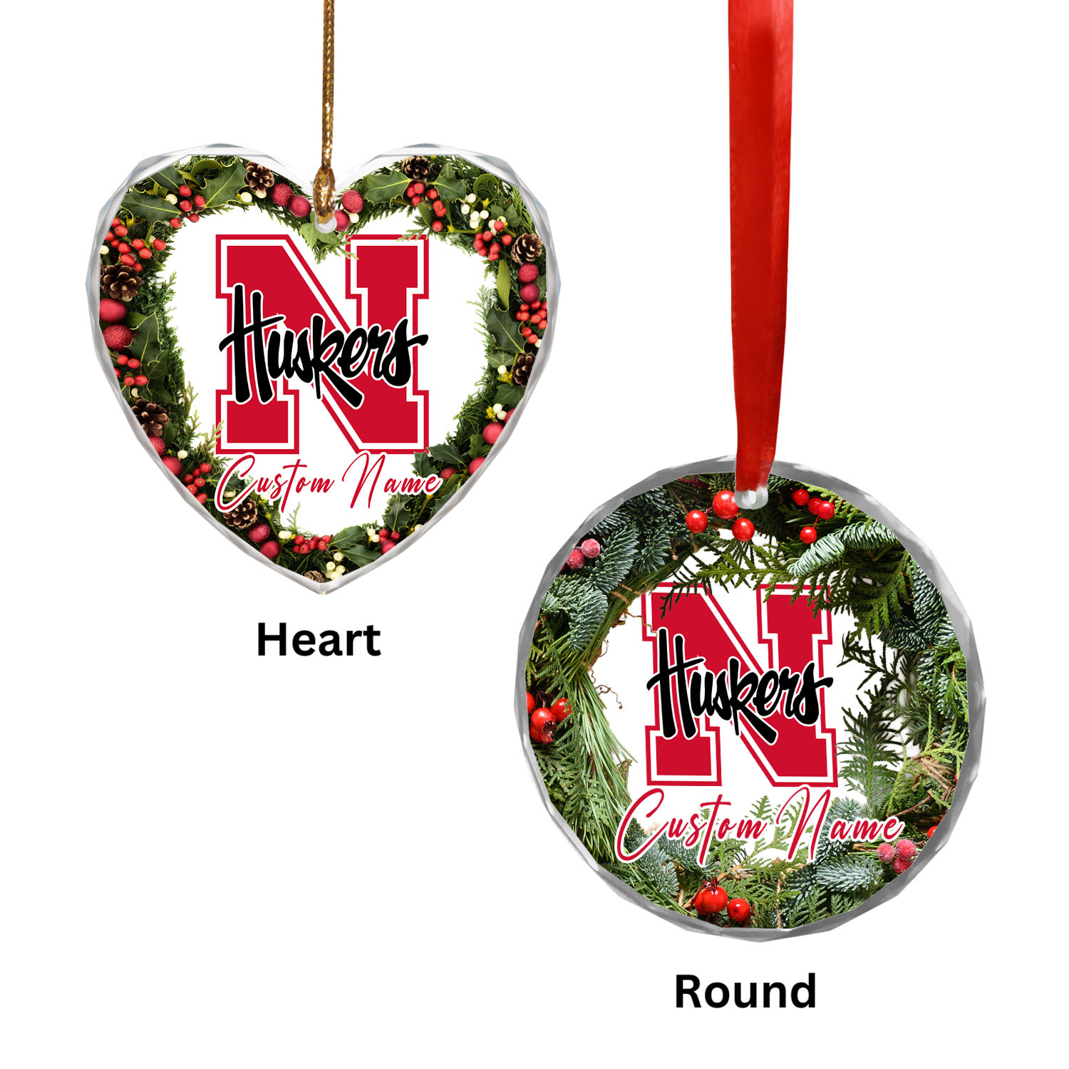 Sportswearmerch Nebraska Cornhuskers NCAA x Christmas Glass Ornament Gift For Fans