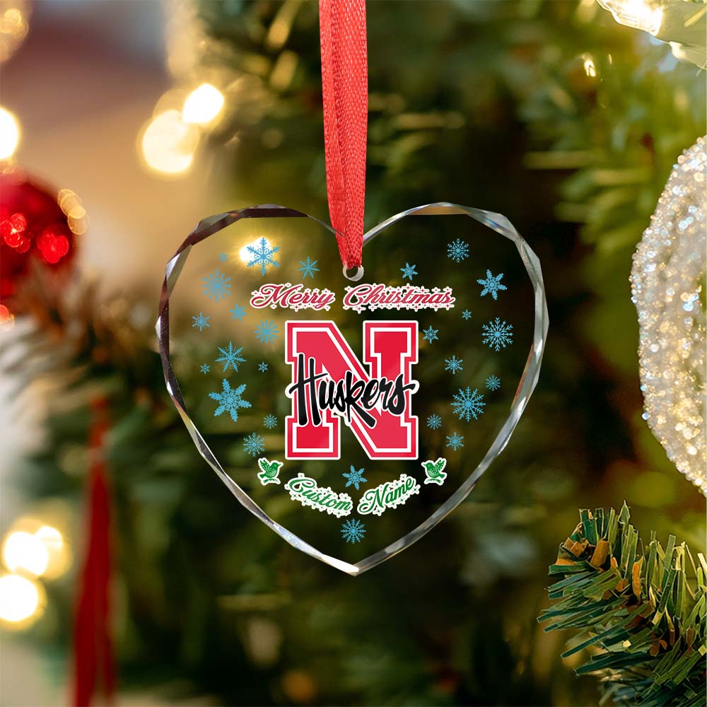 Sportswearmerch Nebraska Cornhuskers NCAA x Christmas Glass Ornament Gift For Fans