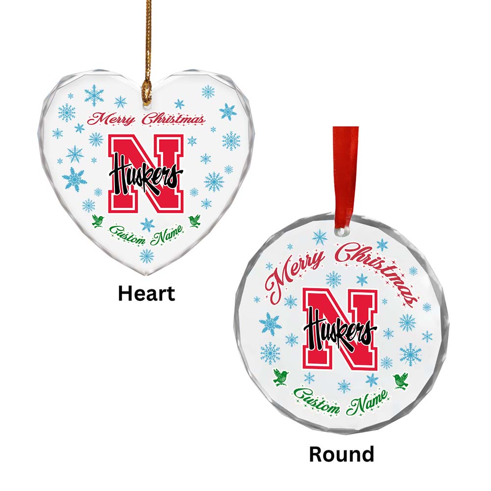 Sportswearmerch Nebraska Cornhuskers NCAA x Christmas Glass Ornament Gift For Fans