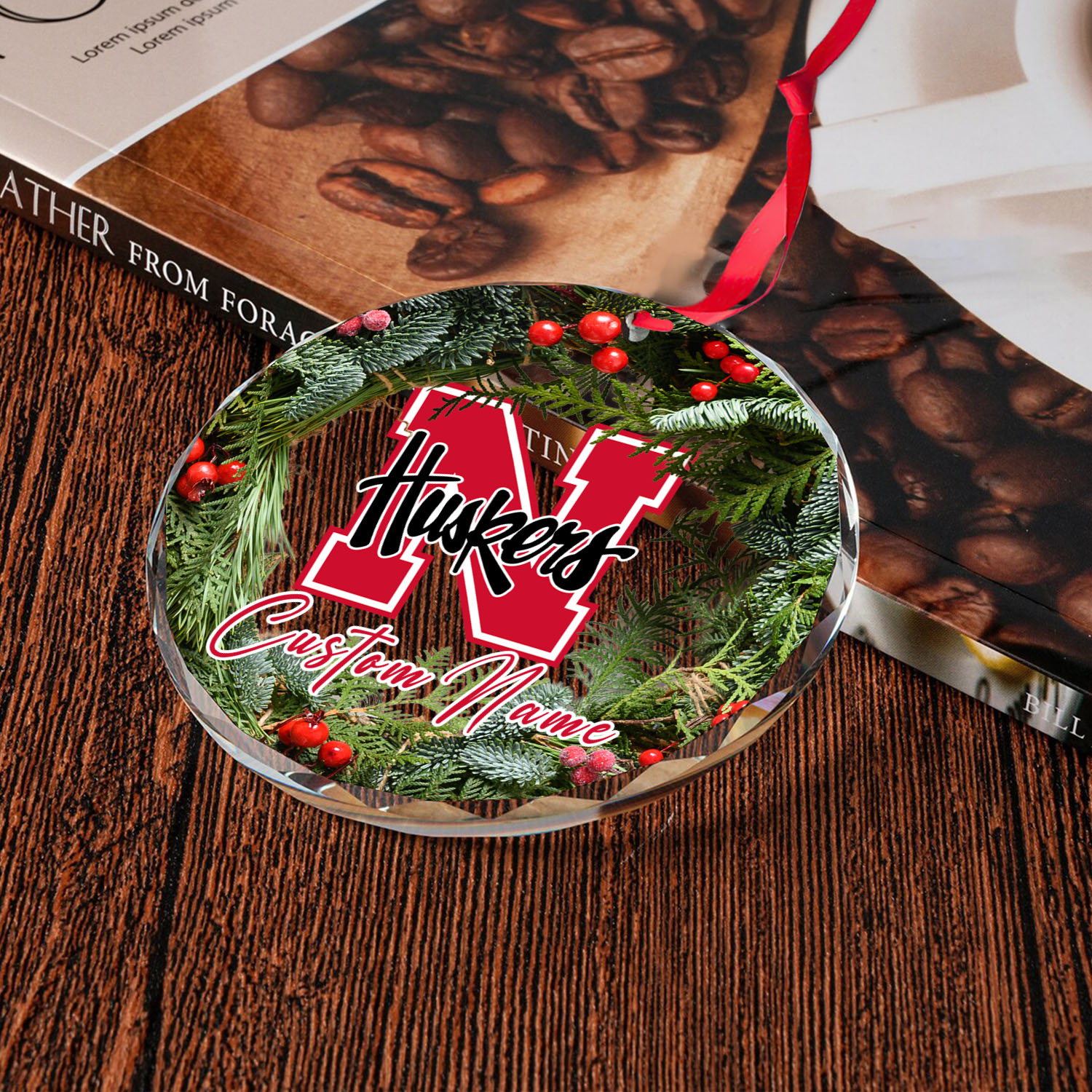 Sportswearmerch Nebraska Cornhuskers NCAA x Christmas Glass Ornament Gift For Fans