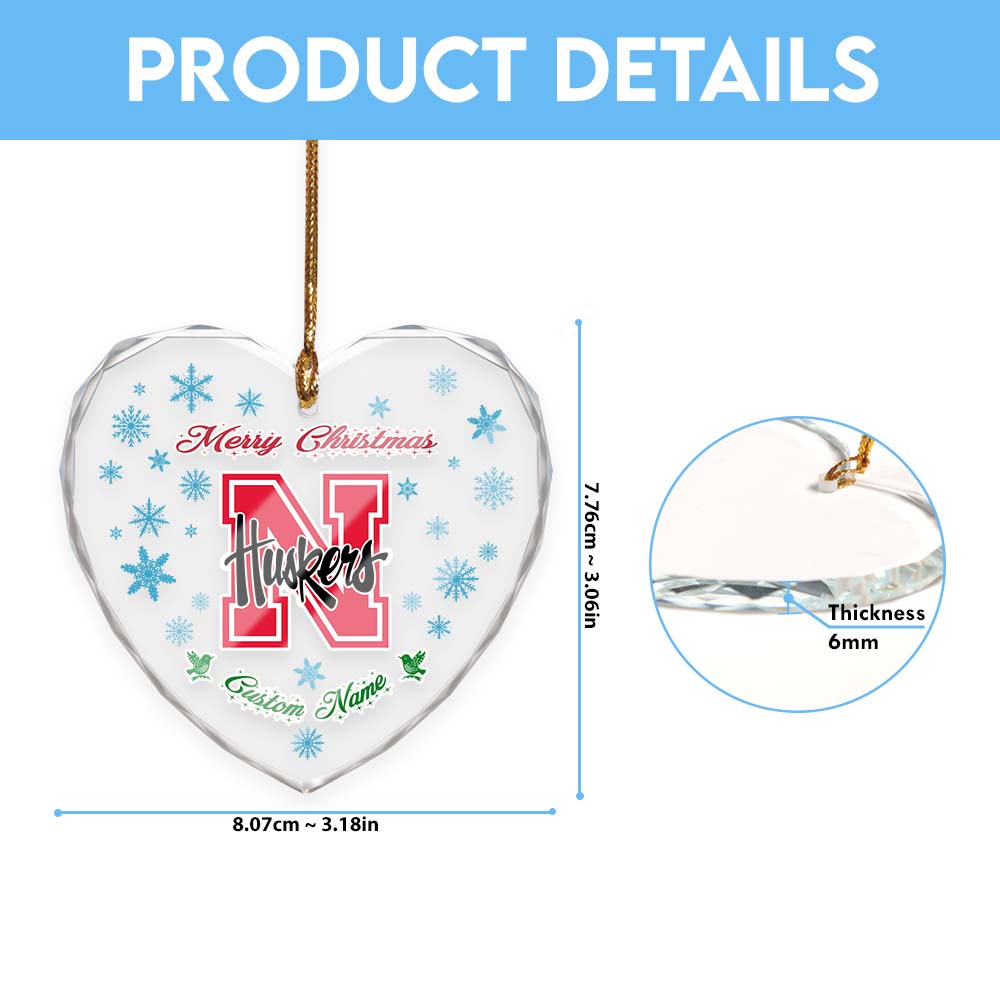 Sportswearmerch Nebraska Cornhuskers NCAA x Christmas Glass Ornament Gift For Fans