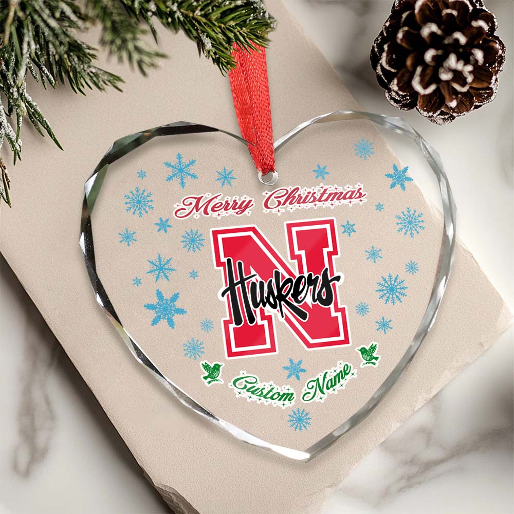 Sportswearmerch Nebraska Cornhuskers NCAA x Christmas Glass Ornament Gift For Fans