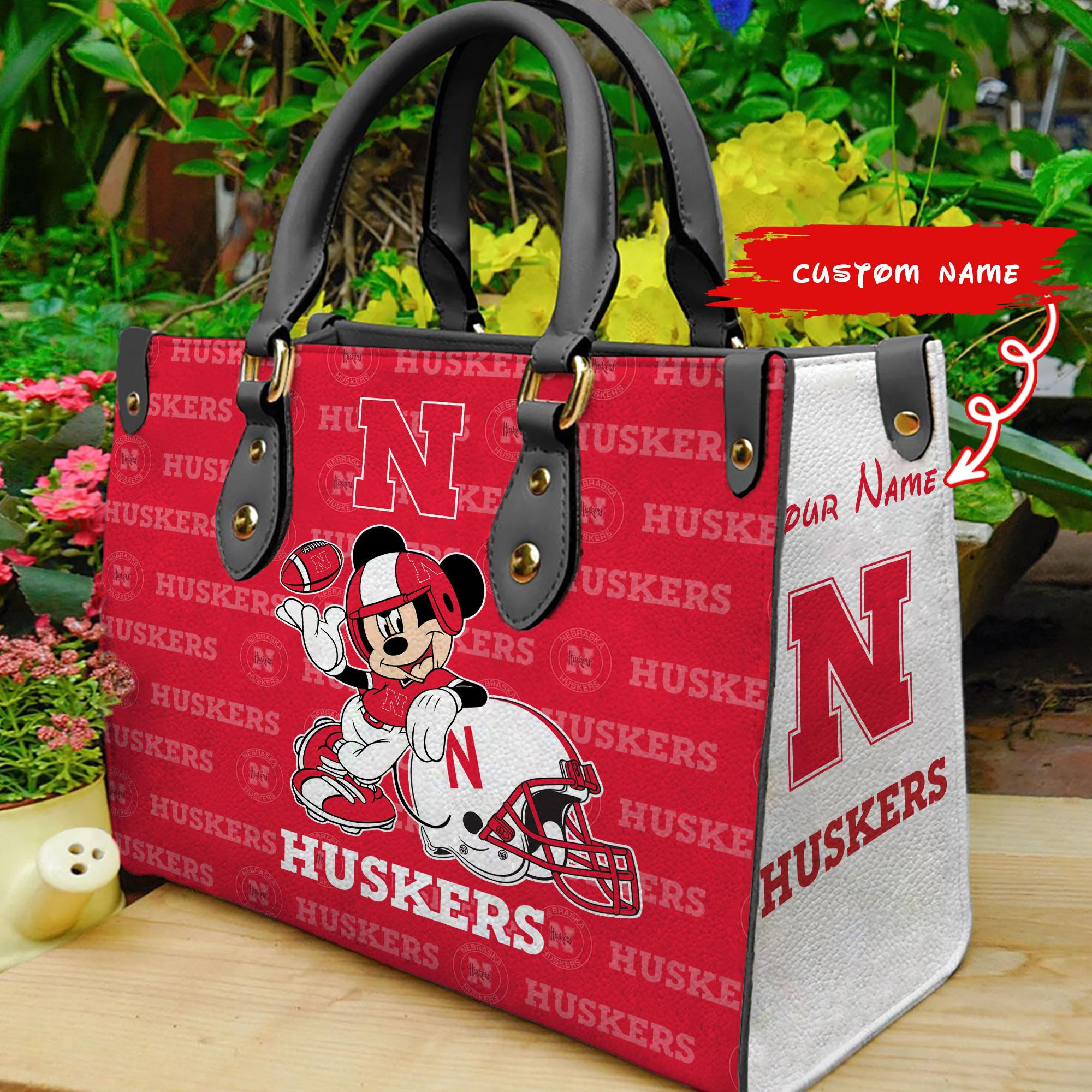 Sportswearmerch Nebraska Cornhuskers NCAA x Mickey Women Leather Handbag For Fan