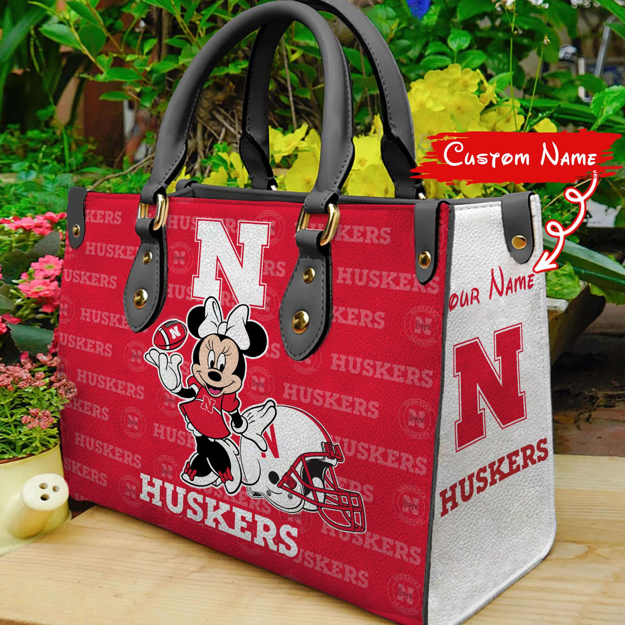 Sportswearmerch Nebraska Cornhuskers NCAA x Minnie Women Leather Handbag For Fan