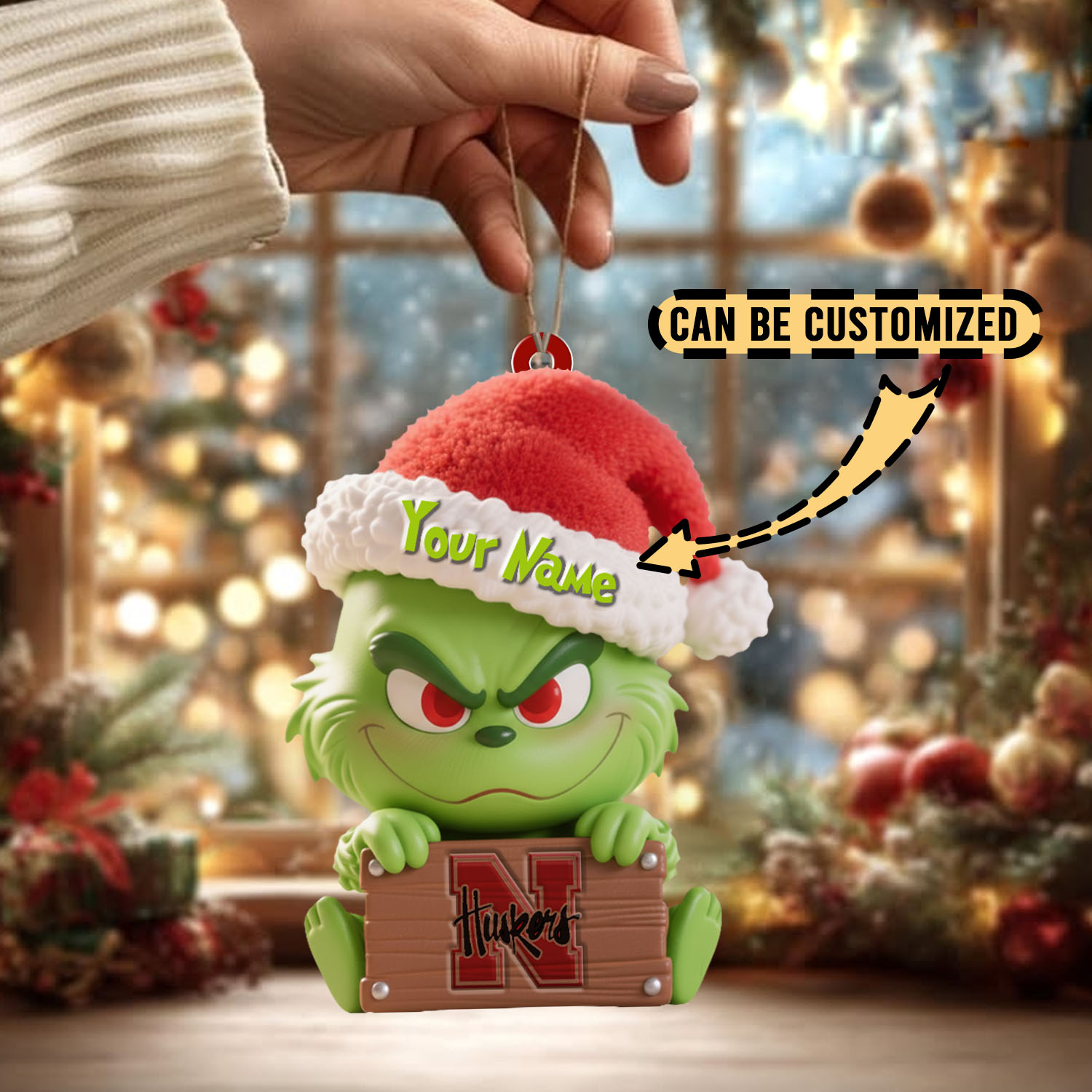 Sportswearmerch Nebraska Cornhuskers NCAA x The Grinch Christmas Acrylic Ornament Gift For Fans