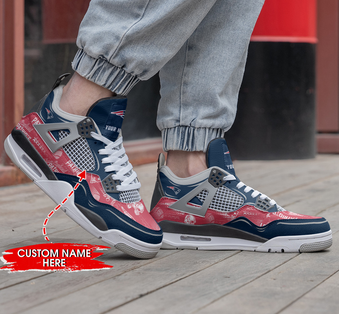 Sportswearmerch New England Patriots NFL Air Jordan 4 Sneaker AJ4 Sneakers Shoes For Men And Women