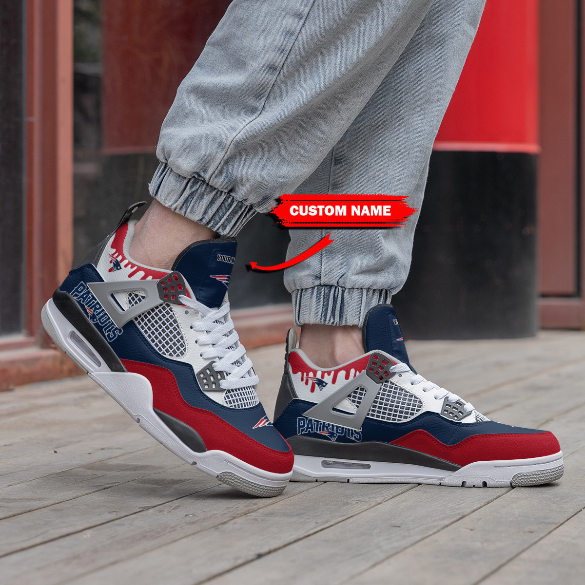 Sportswearmerch New England Patriots NFL Air Jordan 4 Sneaker AJ4 Sneakers Shoes For Men And Women