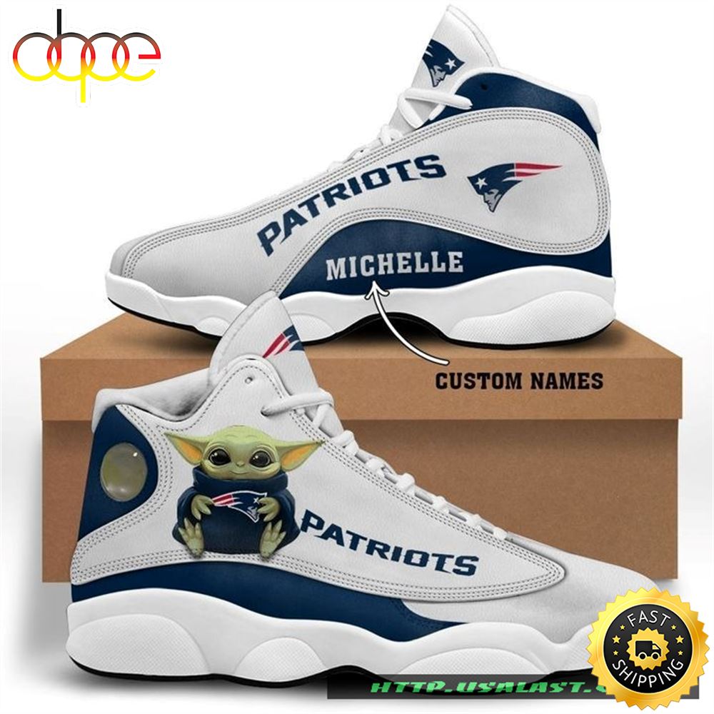 Sportswearmerch New England Patriots NFL Baby Yoda AJ13 Sneakers Shoes For Men And Women