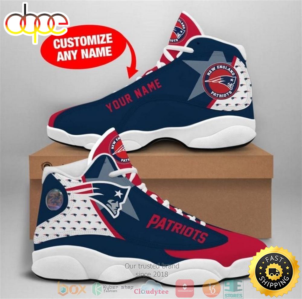 Sportswearmerch New England Patriots NFL Big Logo Football 2 AJ13 Sneakers Shoes For Men And Women