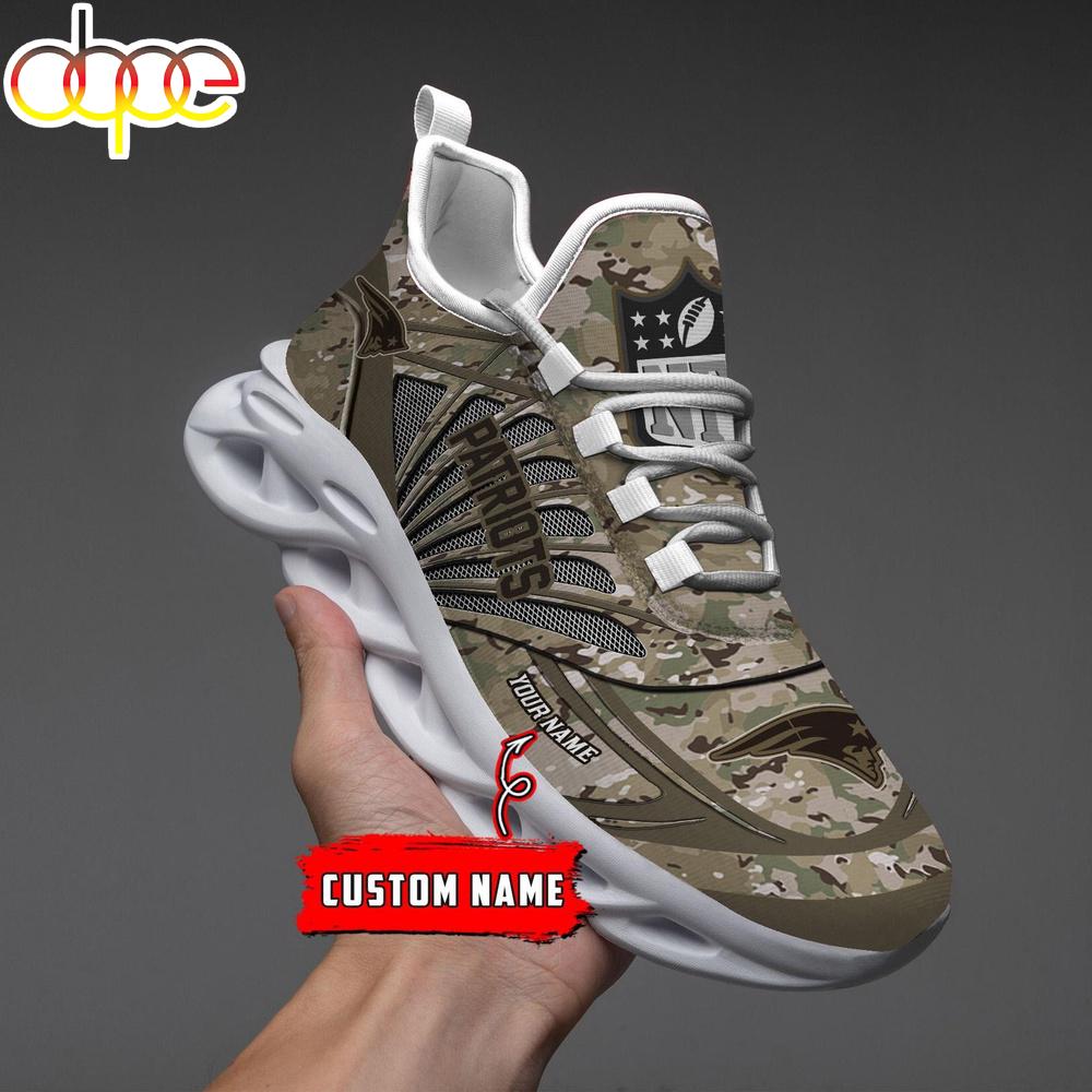 Sportswearmerch New England Patriots NFL Camo Veteran Day Max Soul Shoes Sneakers For Men And Women
