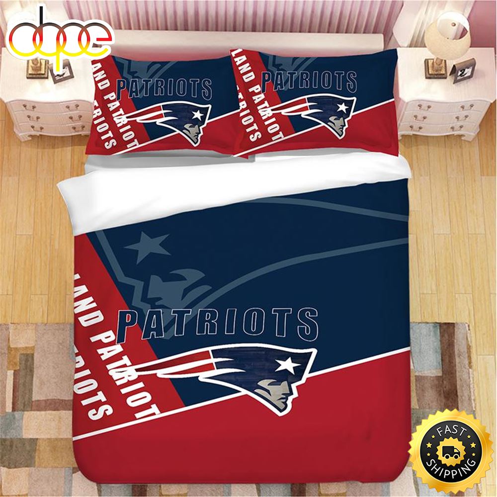 Sportswearmerch New England Patriots NFL Dark Blue Red Bedding Set For Fan
