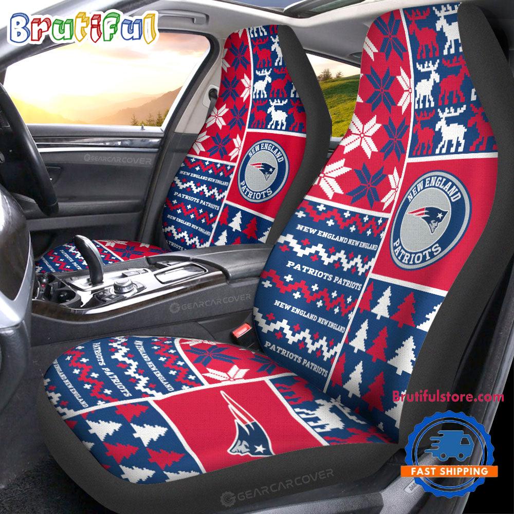 Sportswearmerch New England Patriots NFL Design Christmas Car Seat Covers For Fan