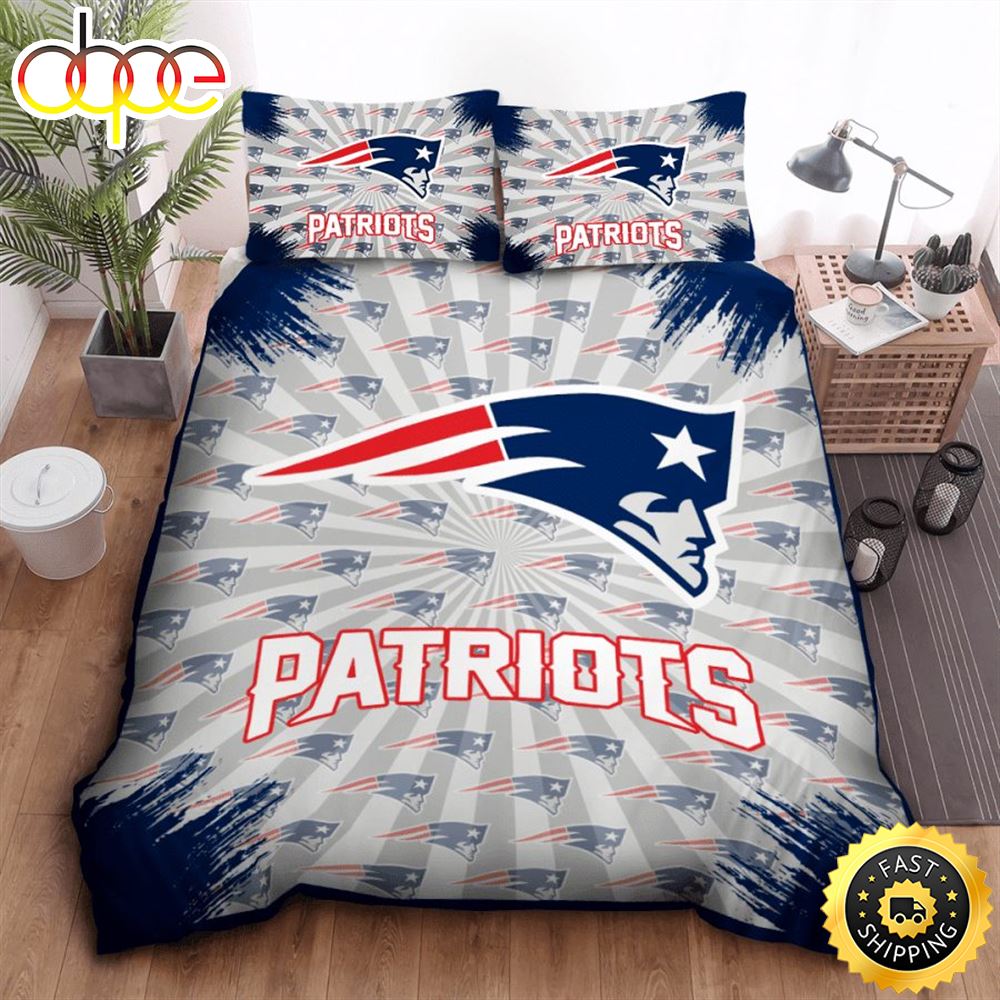 Sportswearmerch New England Patriots NFL Grey Navy Bedding Set For Fan
