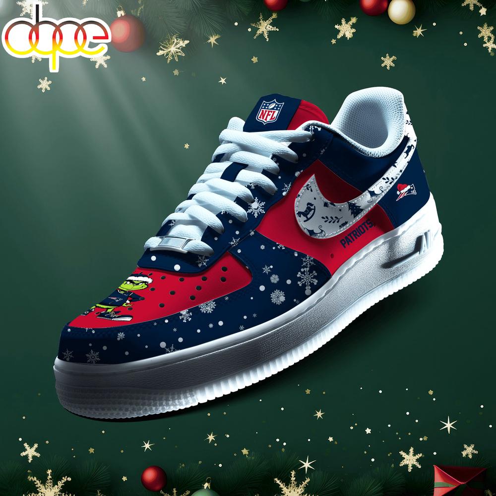 Sportswearmerch New England Patriots NFL Grinch Merry Christmas Air Low-Top Sneakers Shoes For Men And Women