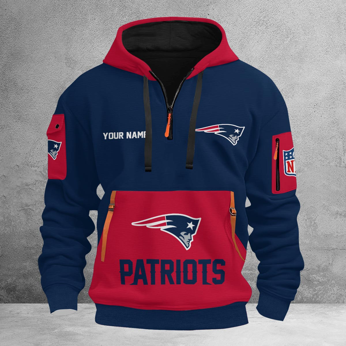 Sportswearmerch New England Patriots NFL Half Zip Hoodie For Fan