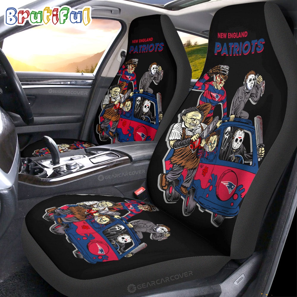 Sportswearmerch New England Patriots NFL Horror Characters Essential Halloween Car Seat Covers For Fan