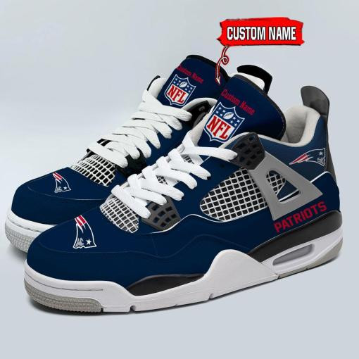 Sportswearmerch New England Patriots NFL Personalized Air Jordan 4 AJ4 Sneakers Shoes For Men And Women