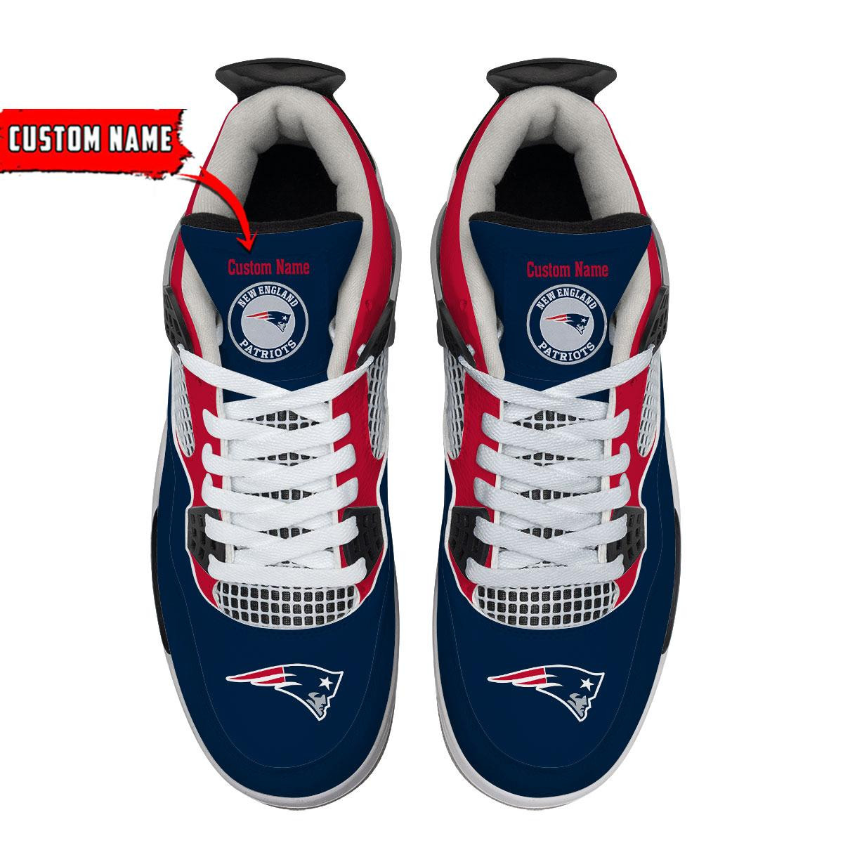 Sportswearmerch New England Patriots NFL Personalized Air Jordan 4 SnAJ4 Sneakers Shoes For Men And Women