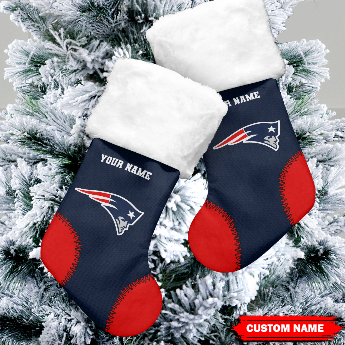 Sportswearmerch New England Patriots NFL Personalized Christmas Socks For Fan