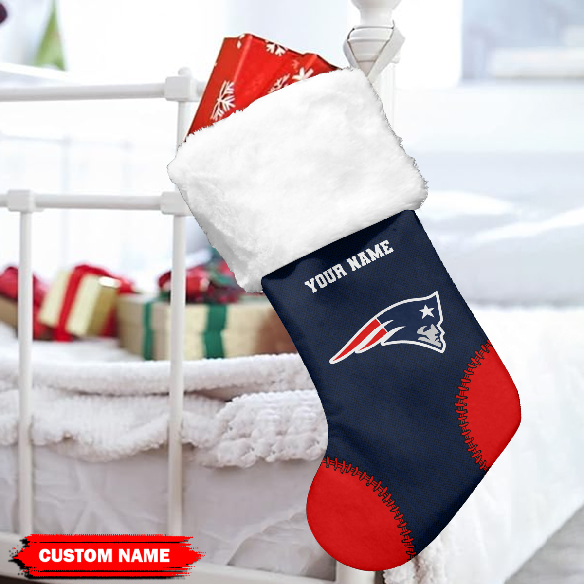 Sportswearmerch New England Patriots NFL Personalized Christmas Socks For Fan