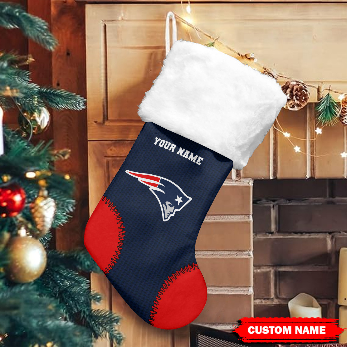 Sportswearmerch New England Patriots NFL Personalized Christmas Socks For Fan
