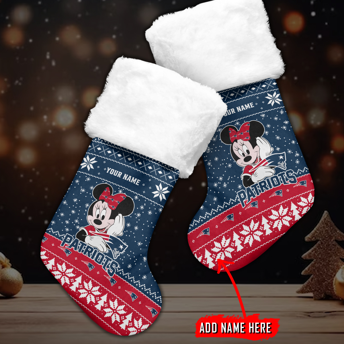 Sportswearmerch New England Patriots NFL Personalized Christmas Socks For Fan