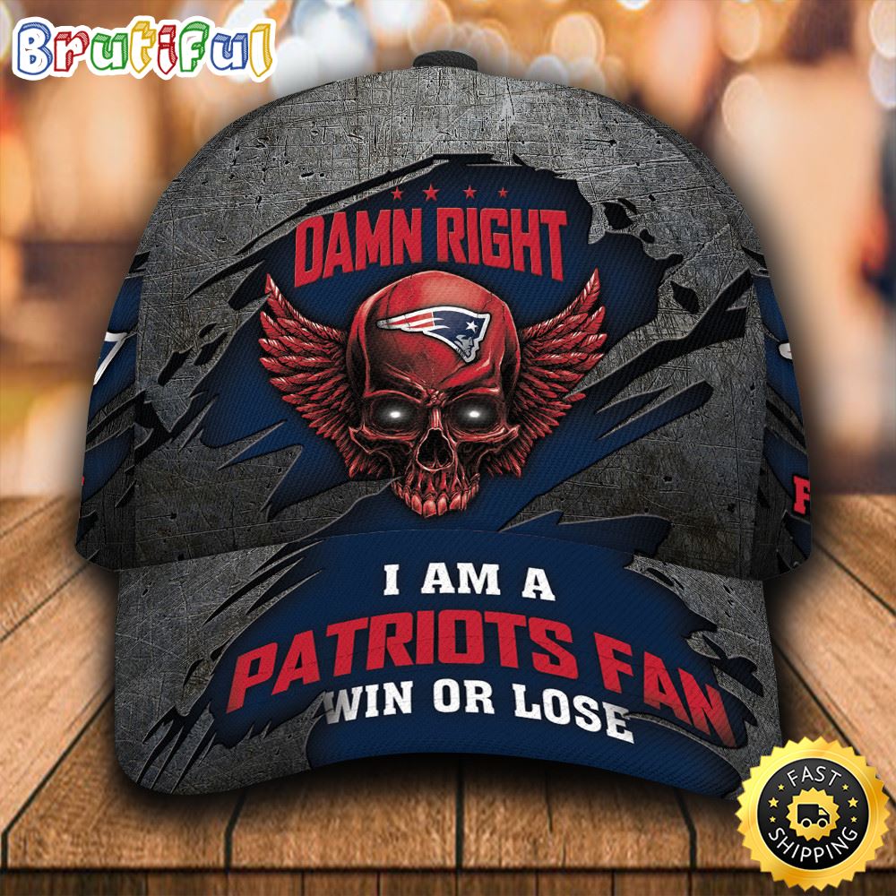 Sportswearmerch New England Patriots NFL Skull Damn Right Classic Cap For Fan