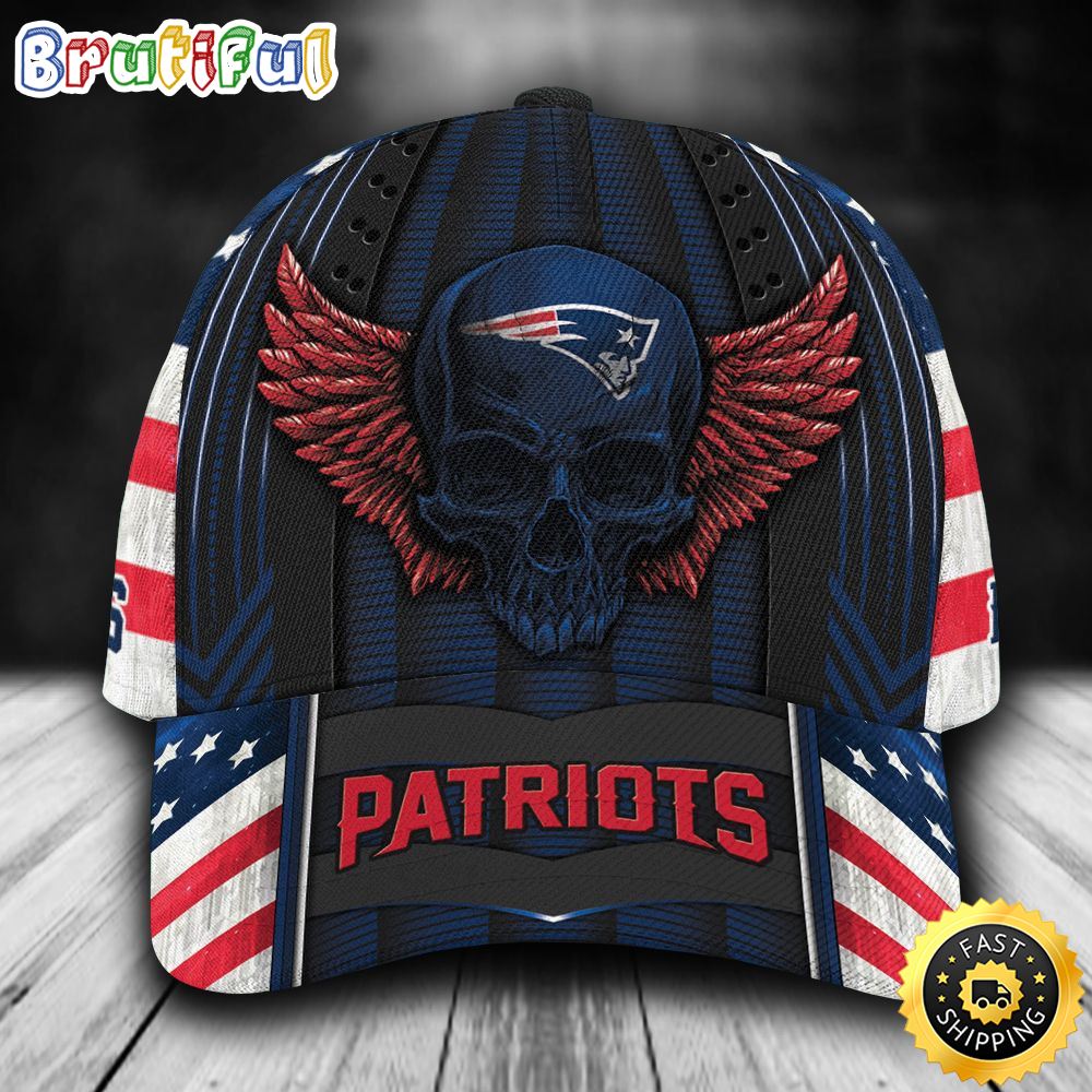 Sportswearmerch New England Patriots NFL Skull Wings Classic Cap For Fan