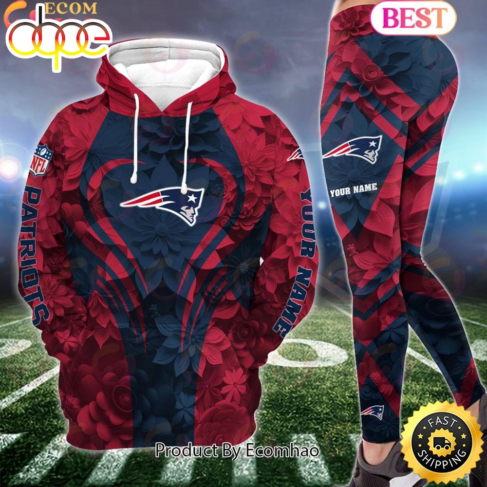 Sportswearmerch New England Patriots NFL Special Flowers Design Hoodie And Leggings For Fan