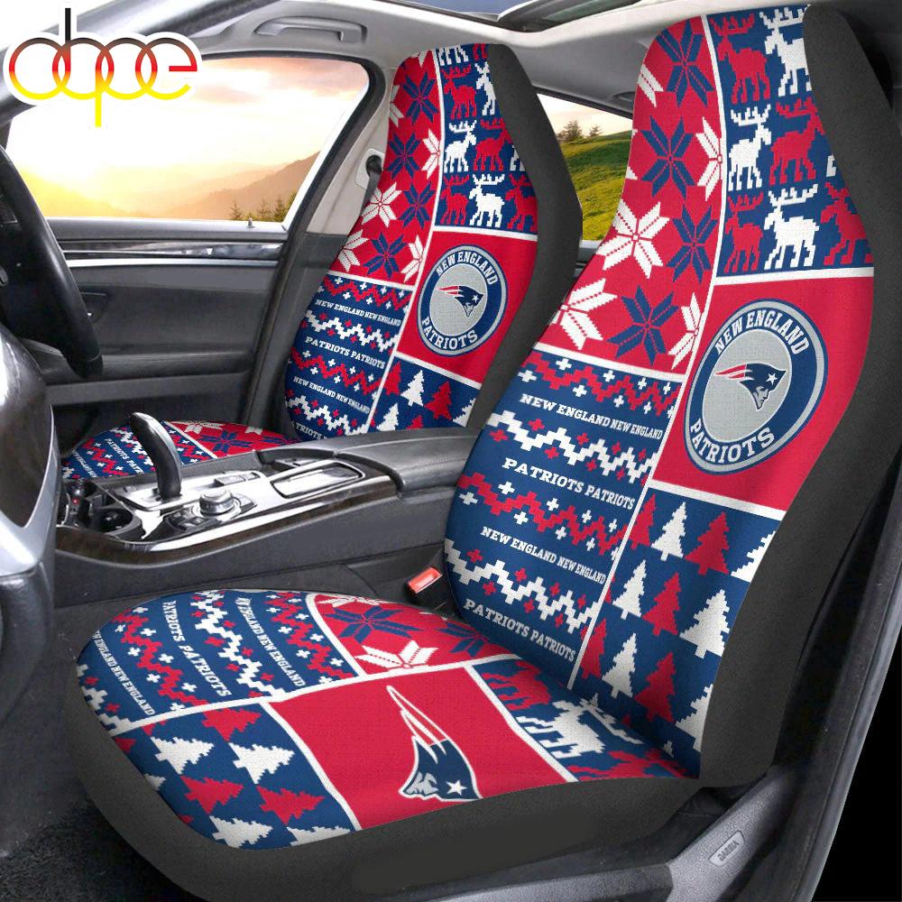 Sportswearmerch New England Patriots NFL Ugly Christmas Car Seat Covers For Fan
