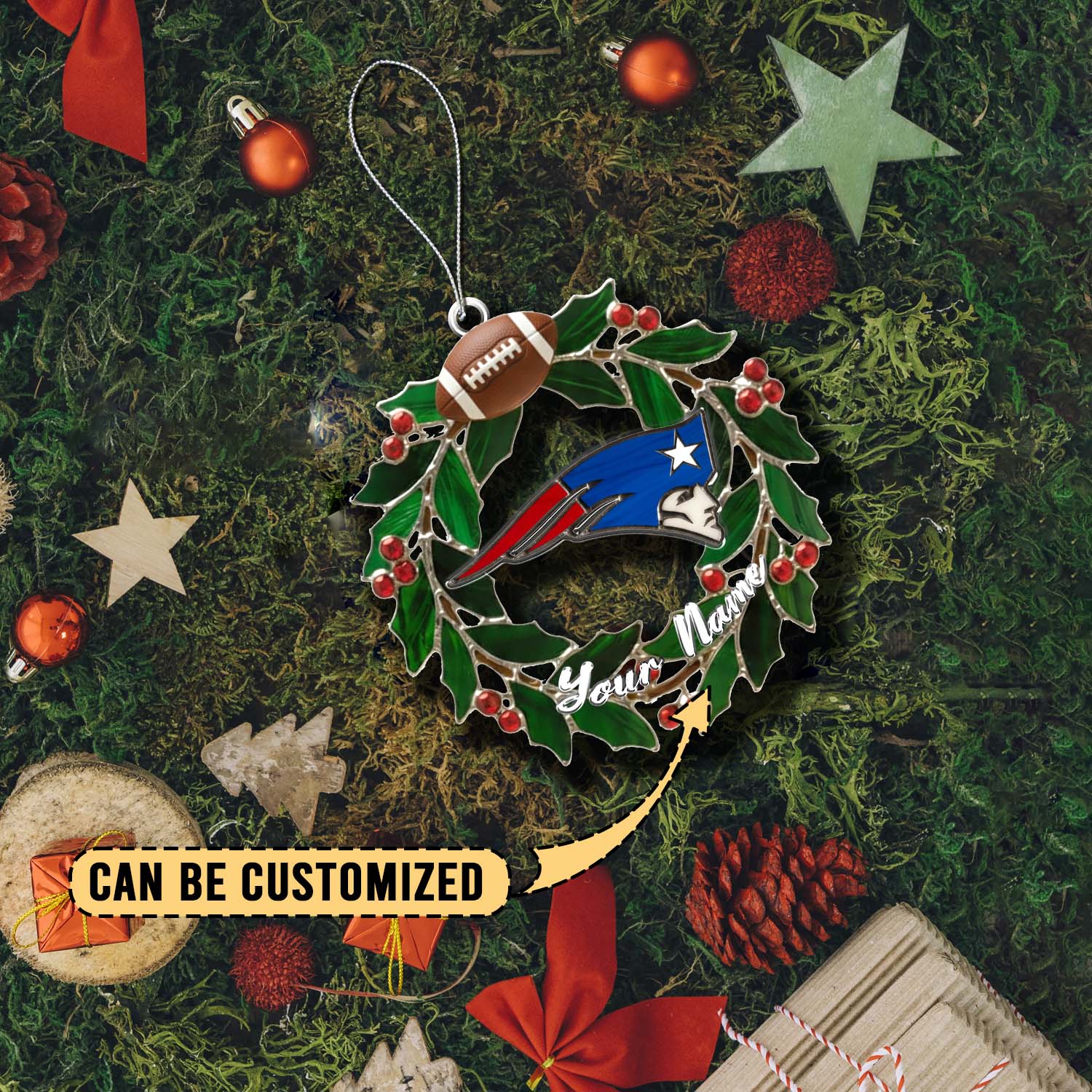 Sportswearmerch New England Patriots NFL x Christmas Acrylic Ornament Gift For Fans