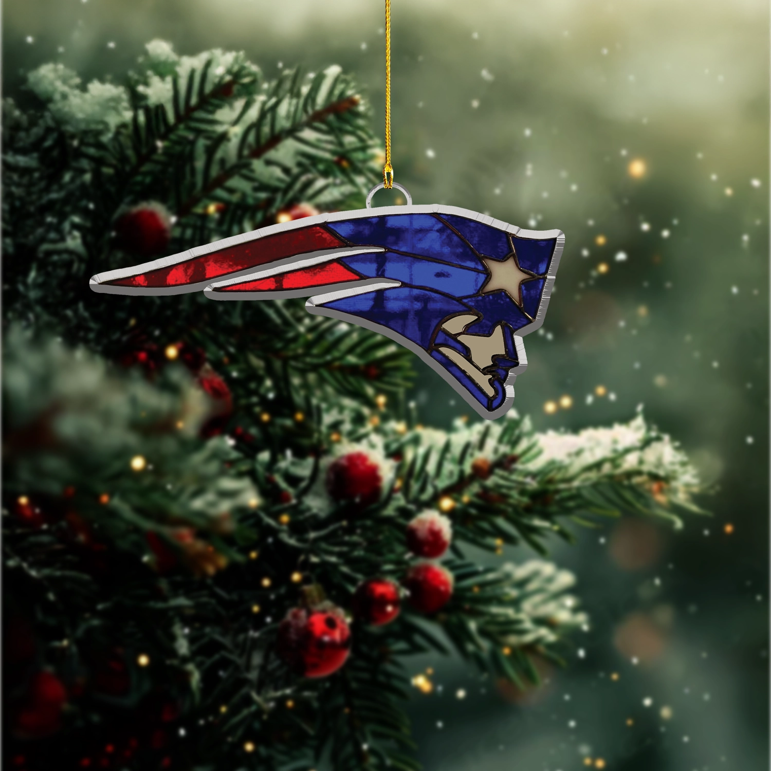 Sportswearmerch New England Patriots NFL x Christmas Acrylic Ornament Gift For Fans