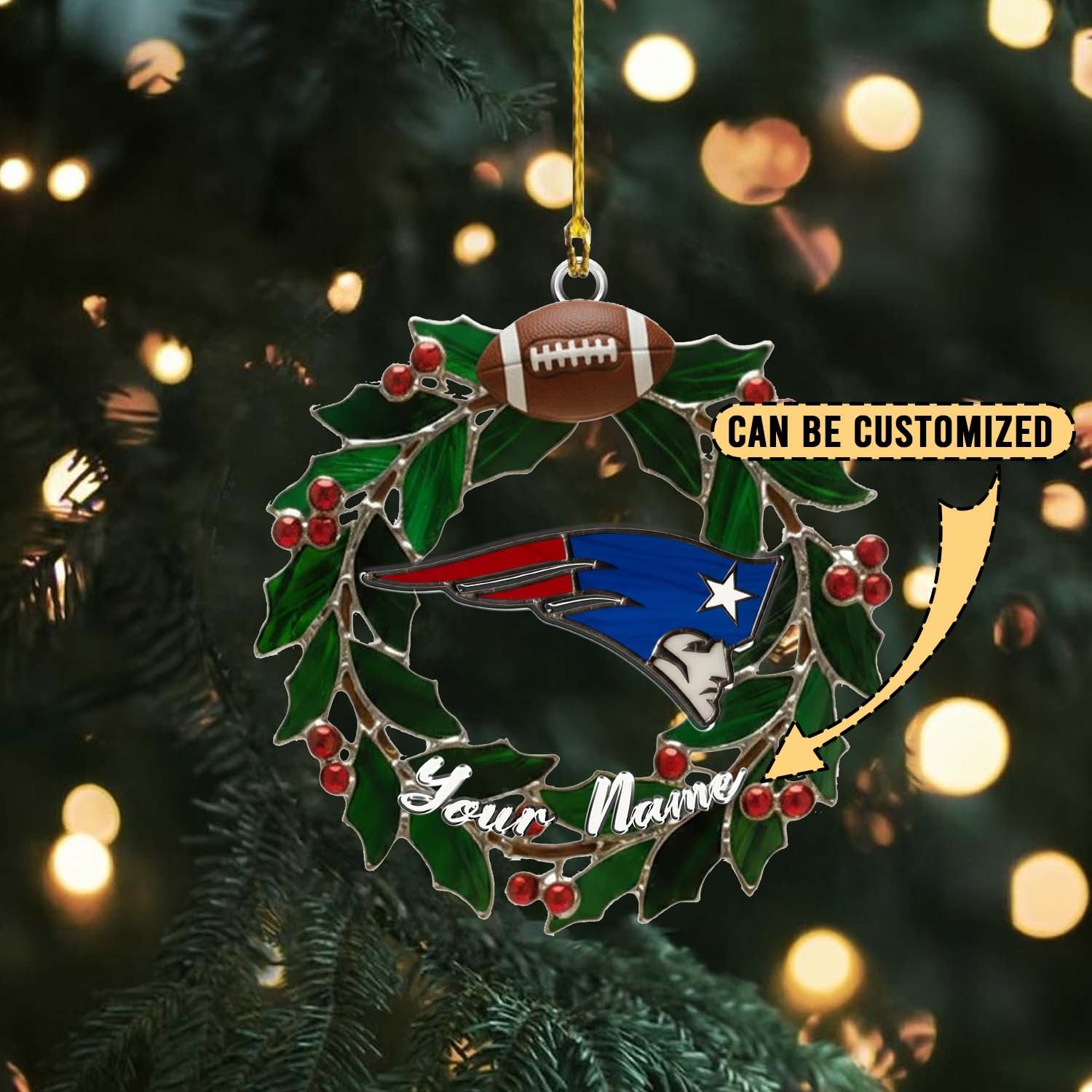 Sportswearmerch New England Patriots NFL x Christmas Acrylic Ornament Gift For Fans