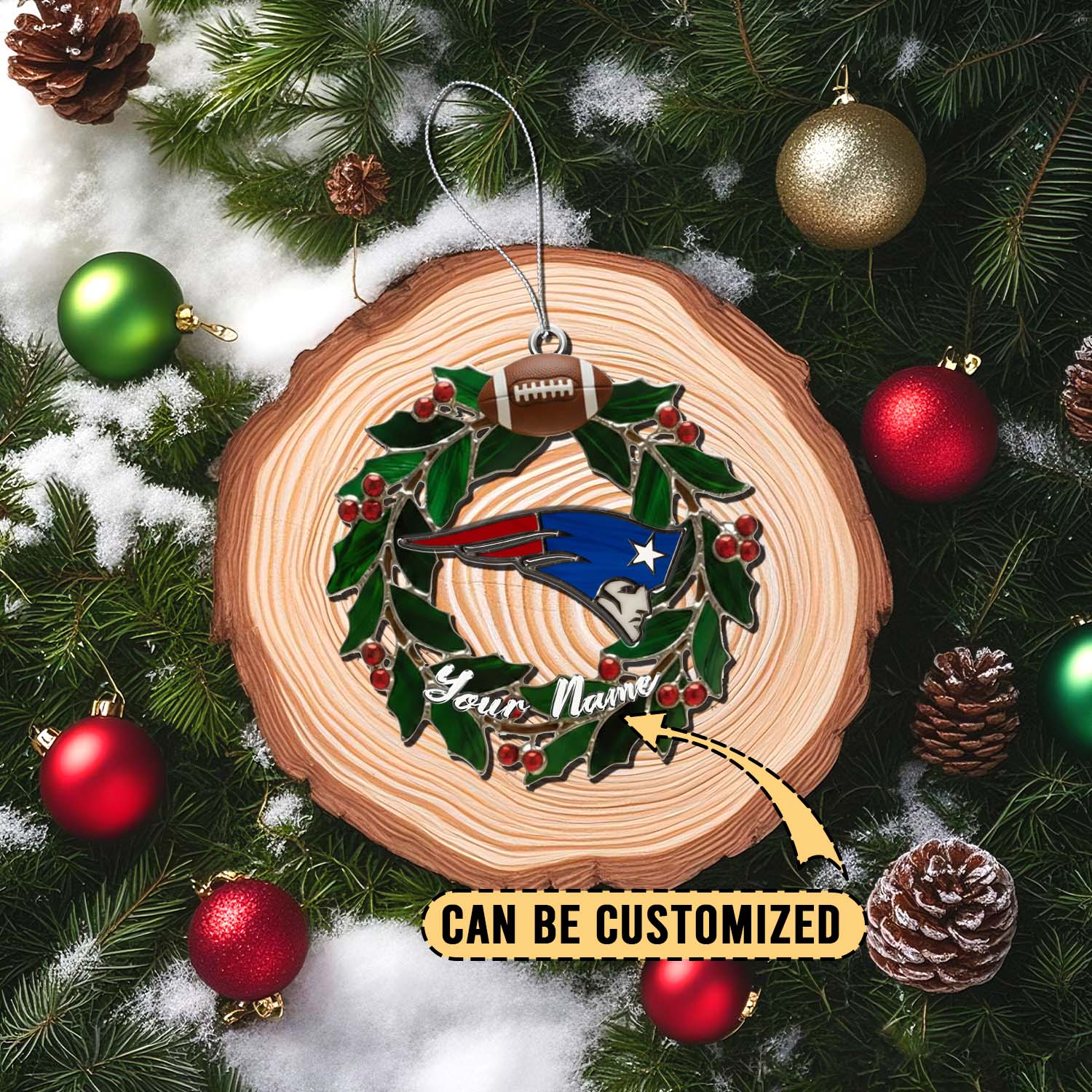 Sportswearmerch New England Patriots NFL x Christmas Acrylic Ornament Gift For Fans