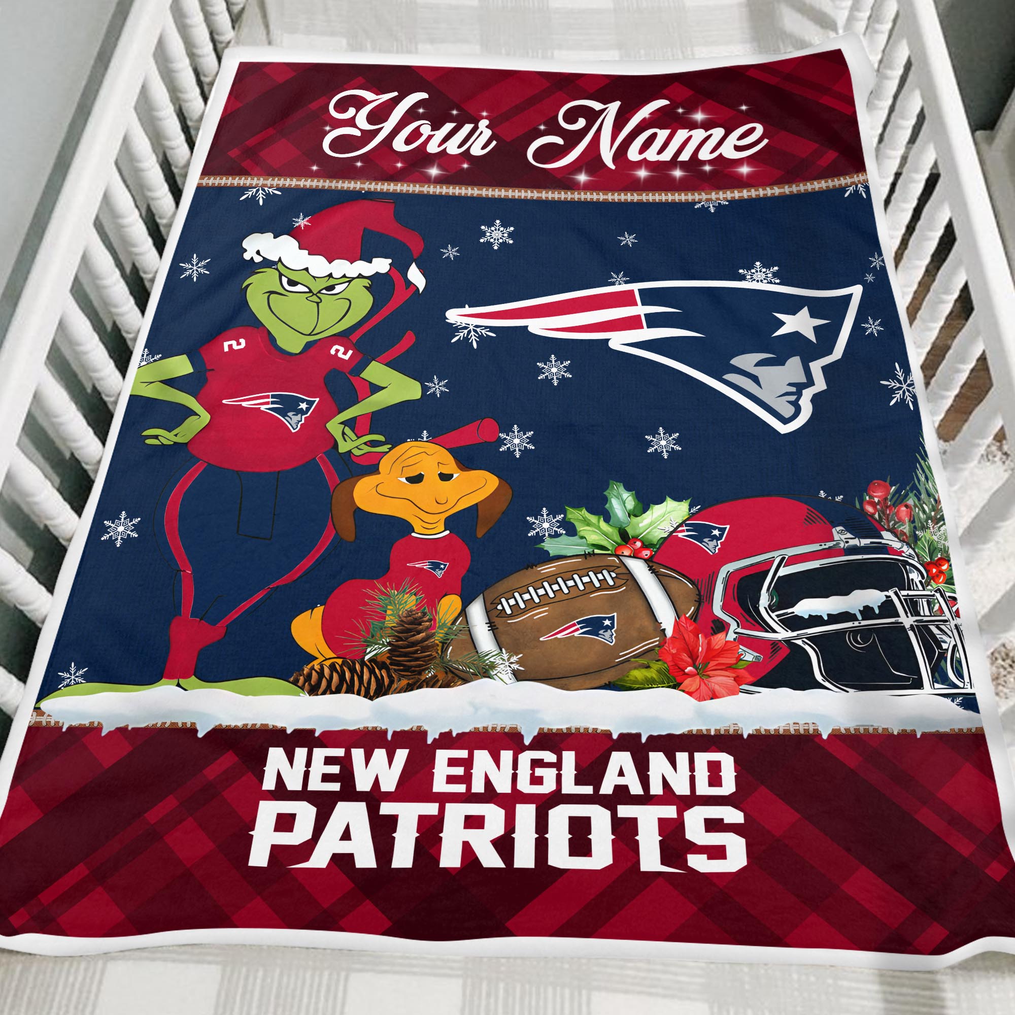Sportswearmerch New England Patriots NFL x Grinch Christmas Fleece Blanket For Fan