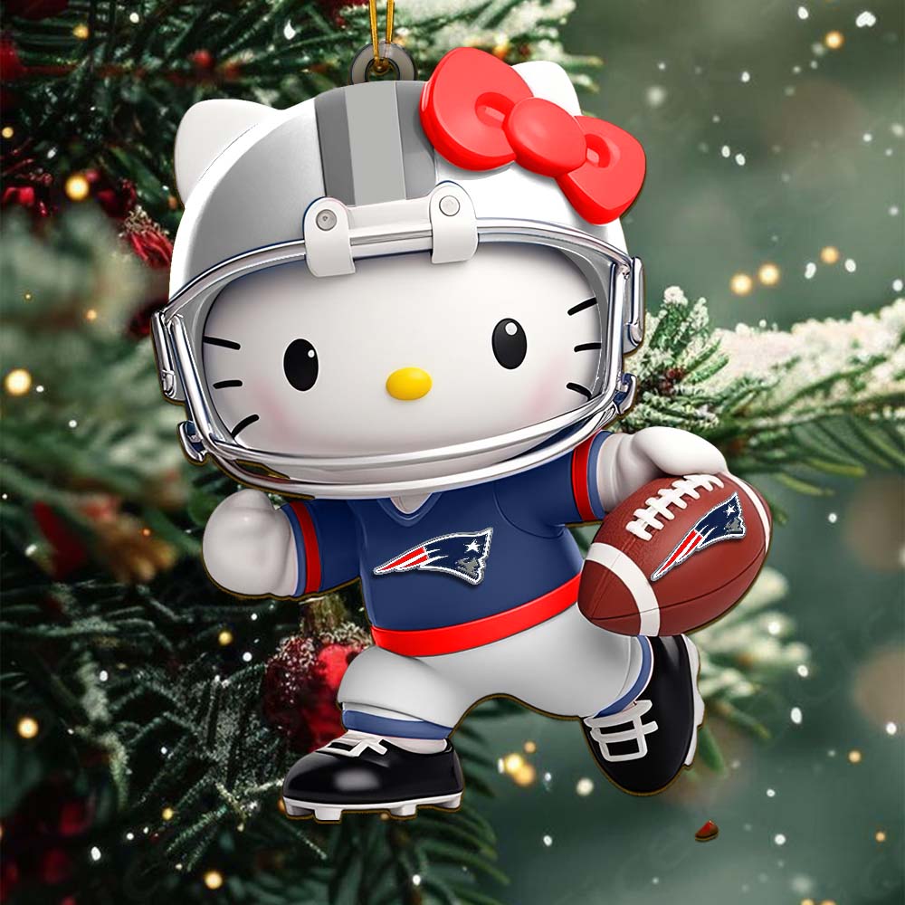 Sportswearmerch New England Patriots NFL x Hello Kitty Personalized Acrylic Ornament Gift For Fans
