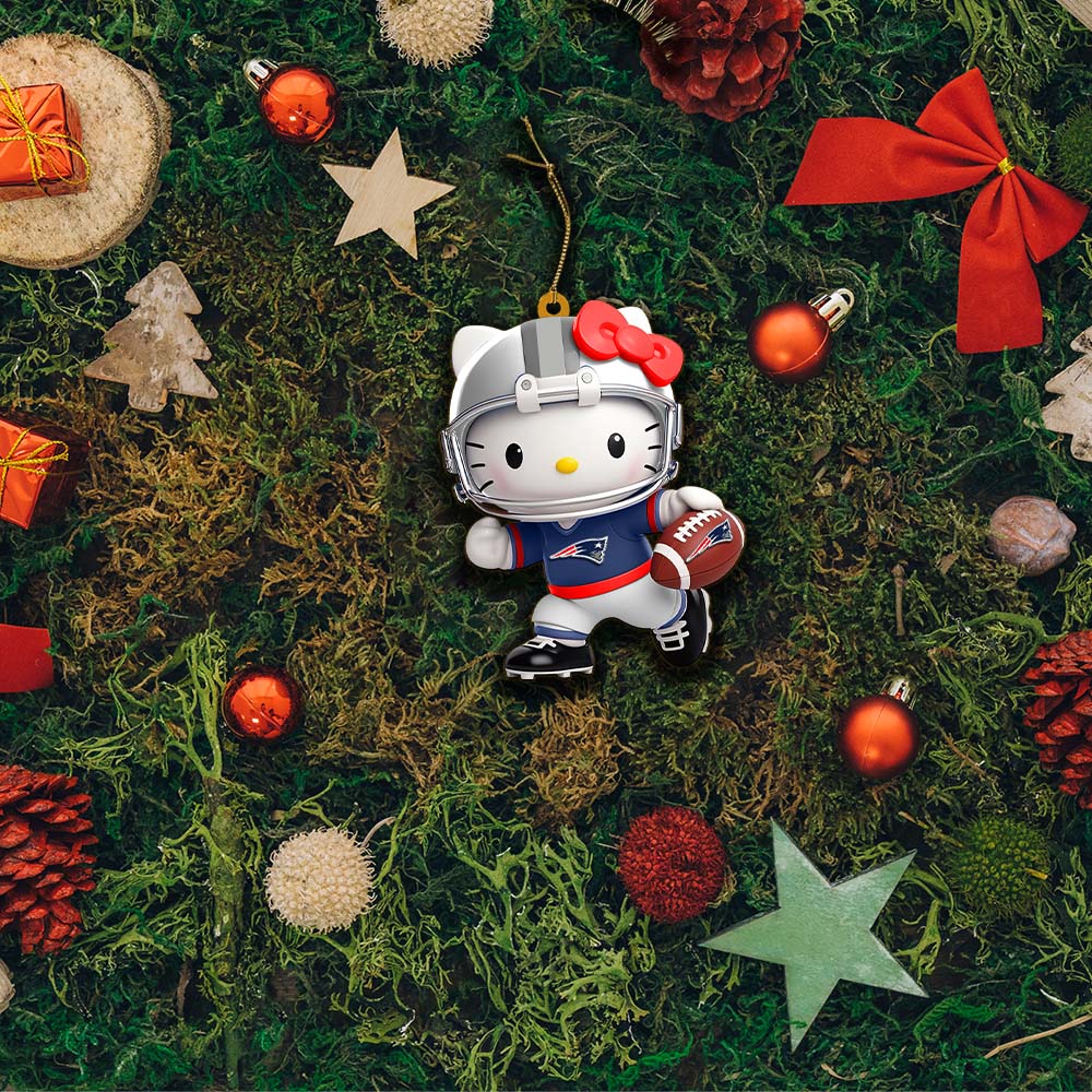Sportswearmerch New England Patriots NFL x Hello Kitty Personalized Acrylic Ornament Gift For Fans
