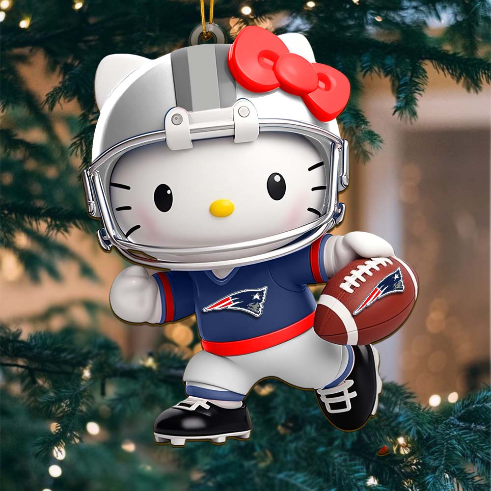 Sportswearmerch New England Patriots NFL x Hello Kitty Personalized Acrylic Ornament Gift For Fans