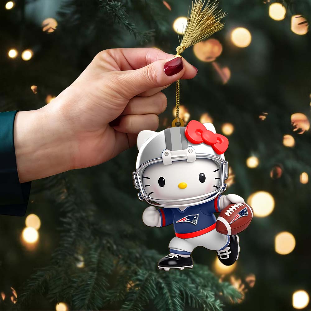 Sportswearmerch New England Patriots NFL x Hello Kitty Personalized Acrylic Ornament Gift For Fans